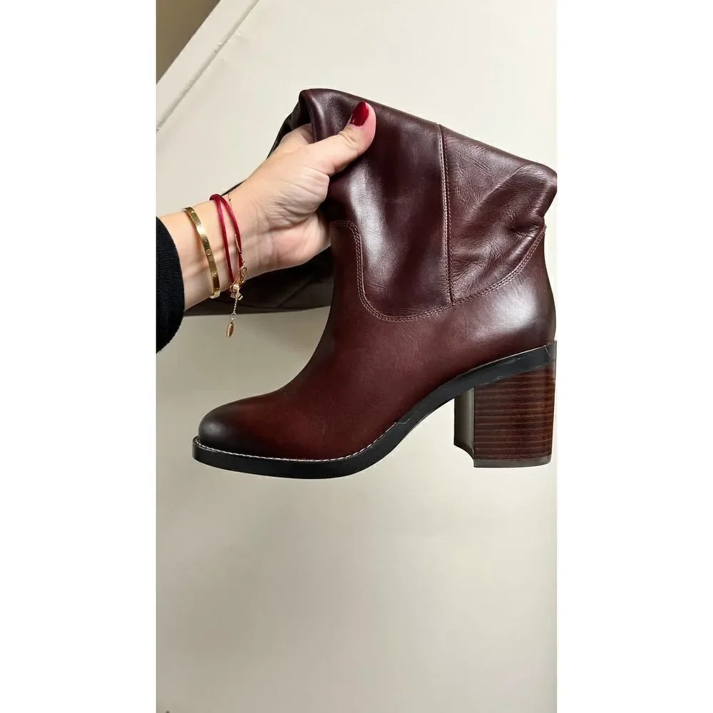 J.CREW Leather Over-the-Knee Burgundy Boots Size 6.5